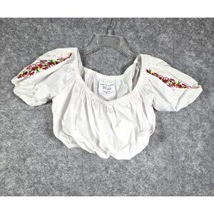 Millie Mackintosh Pitusa NWT Women's Pullover Top White Size L embordary detail